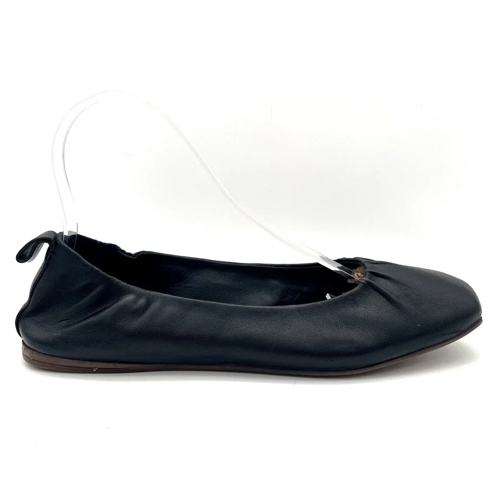 Lucky Brand Giorga Black Leather Ballet Flats Womens 9.5M Square Toe Shoes